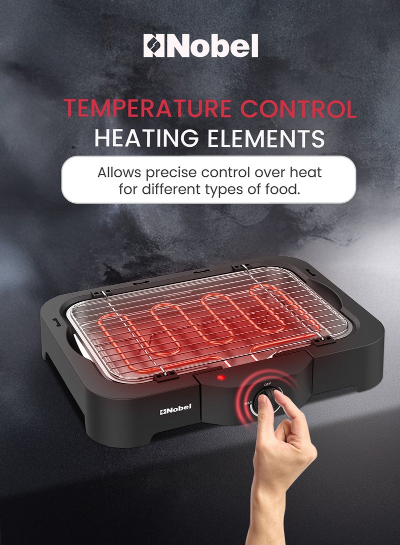 Nobel Electric BBQ Grill – 2300W with Adjustable Temperature, Detachable Parts, and Cool Touch Housing for Easy Cooking & Cleaning 2300 W NBQ007 Black  - Image 3