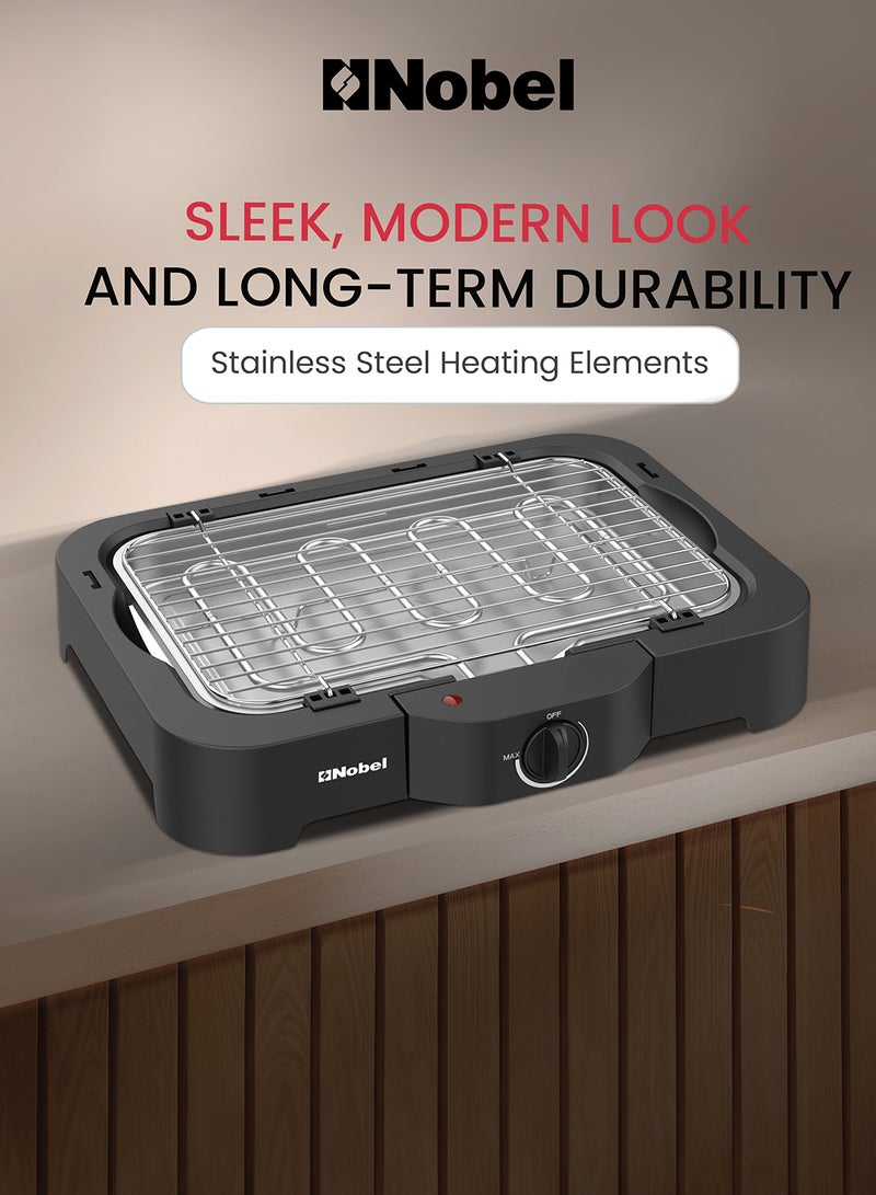 Nobel Electric BBQ Grill – 2300W with Adjustable Temperature, Detachable Parts, and Cool Touch Housing for Easy Cooking & Cleaning 2300 W NBQ007 Black  - Image 4
