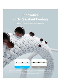 Anker A8060 Zolo USB C to USB C 240W Braided Fast Charging Cable - White  - Image 2