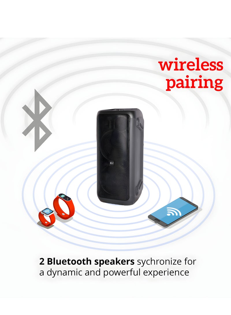 عفرا Party Speaker, 100 Watts, 12.76kg, 4500Ma Battery, Side Handle and Wheels, With Remote Control, 2 Years Warranty AF-100PSBK Black  - Image 4