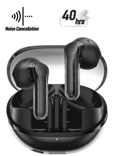 SoundPEATS Clear-Pods Wireless Bluetooth 5.3 Headphones, 13 mm Drivers and Dual ENC Microphone for Clear Calls Game Mode Application Control Total 40 Hours black