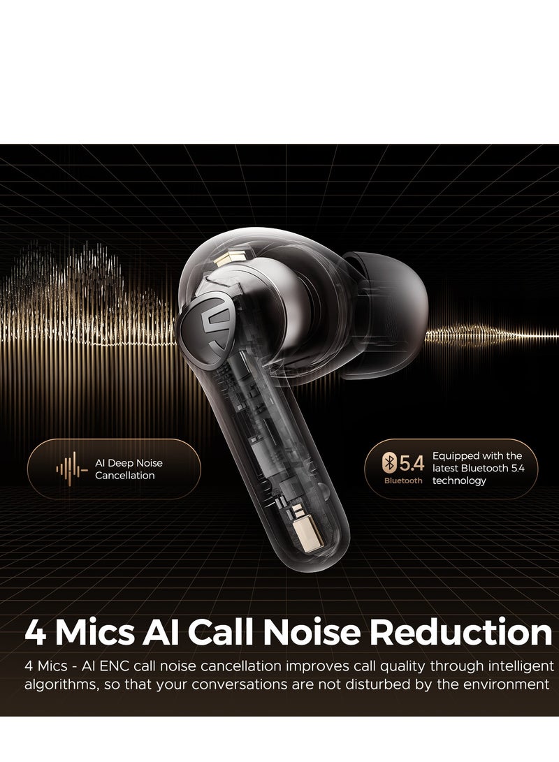 SoundPEATS - T3 Pro Wireless Earbuds with Call Noise Cancellation,Bluetooth 5.4-inch Headphones,12mm Driver Earbuds Bass Stereo,28 Hours Playback Time,IPX4 Waterproof Headphones for Android iOS , Black - Image 1