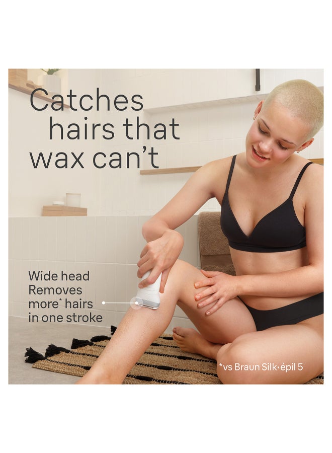 BRAUN 3In1 Silk-Epil 7,Epilate And Trim, Wide Head, Smart Light, 40 Microgrip Tweezer, Wet And Dry, Cordless White  - Image 4