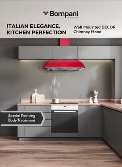Bompani 90 cm Wall Mounted Chimney Hood with Special Painting Body Treatment – High-Quality Aviation-Grade Finish, Powerful Motor, LED Lighting, and Advanced Air Filtration BOCR904B Burgundy  - Image 2