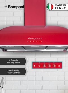 Bompani 90 cm Wall Mounted Chimney Hood with Special Painting Body Treatment – High-Quality Aviation-Grade Finish, Powerful Motor, LED Lighting, and Advanced Air Filtration BOCR904B Burgundy  - Image 5