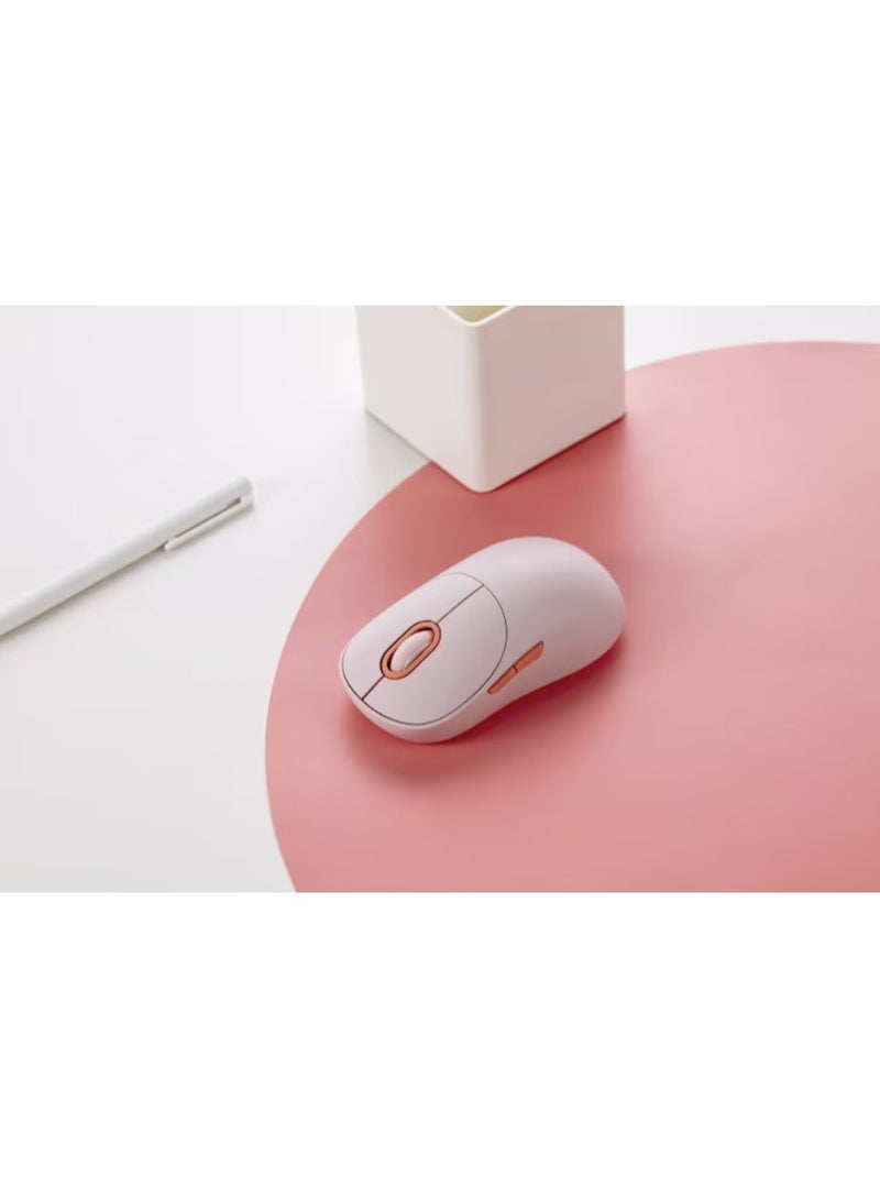 Wireless Mouse 3 | TTC silent keys | Dual 2.4GHz and Bluetooth modes pairing with up to 3 devices | PixArt 1200DPI precision sensor | Pink
