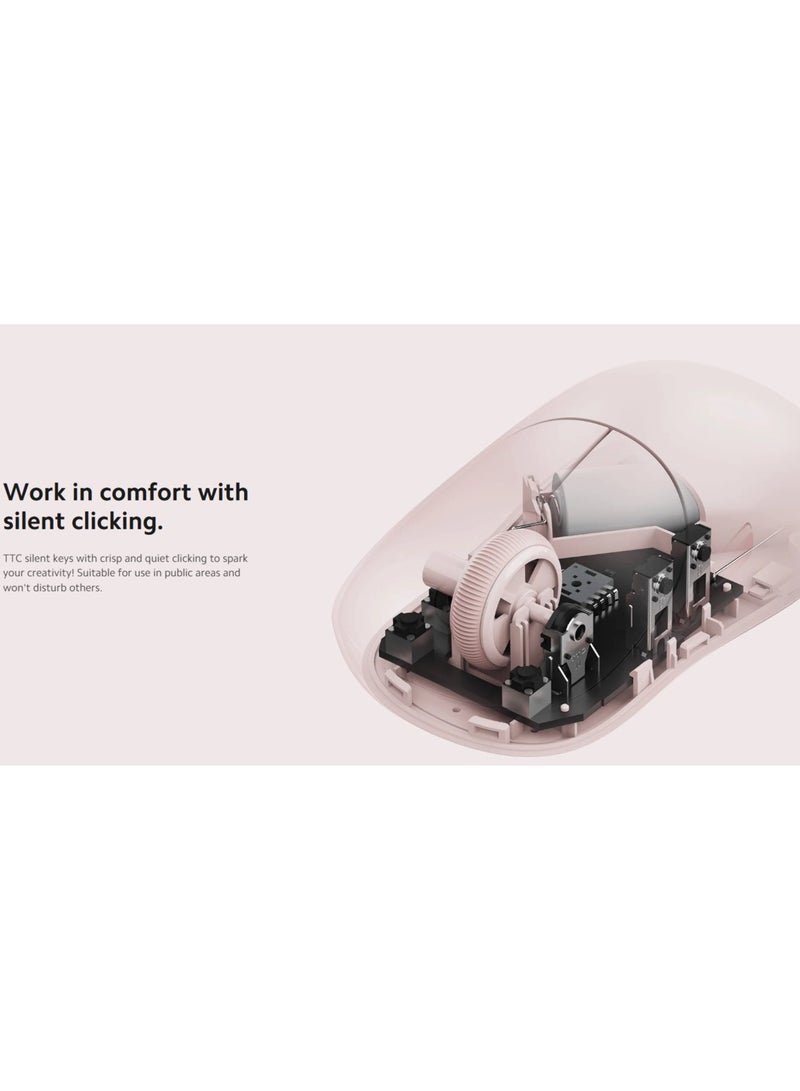 Wireless Mouse 3 | TTC silent keys | Dual 2.4GHz and Bluetooth modes pairing with up to 3 devices | PixArt 1200DPI precision sensor | Pink