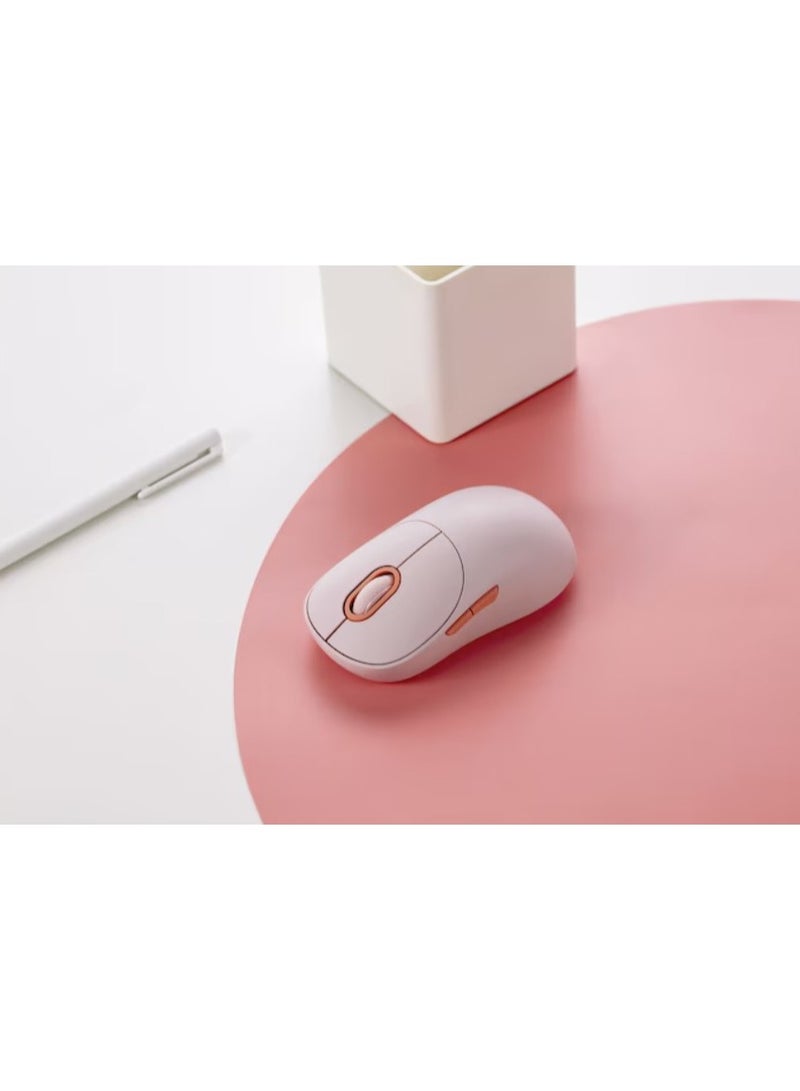 Wireless Mouse 3 | TTC silent keys | Dual 2.4GHz and Bluetooth modes pairing with up to 3 devices | PixArt 1200DPI precision sensor | Pink