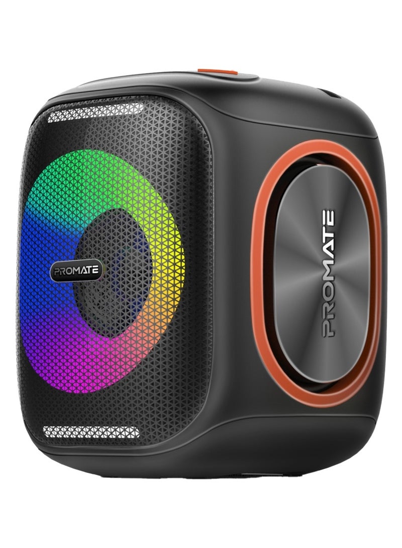PROMATE - Portable Hi-Fi TWS Speaker With High-Fidelity Audio, Stunning RGB Light Modes, Long 6-Hour Playtime, Water-Resistant Build, Handy Phone Stand, Lightweight Design, and Universal Compatibility, Strike-40 Black - Image 1