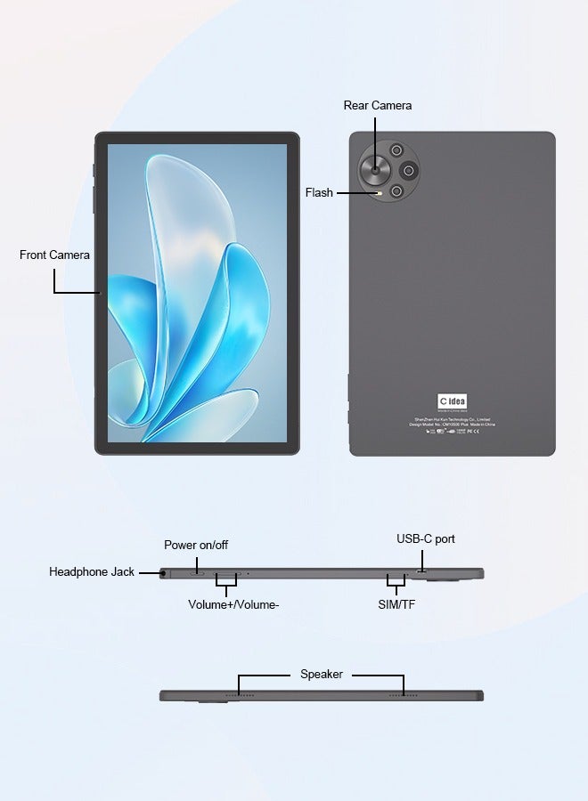 سي آيديا - 10.36 Inch Tablet, 5G LTE Android 14 Tablet Pc, 2K Screen Educational Tablet For Students with keyboard and Mouse CM10500 Plus Black - Image 1