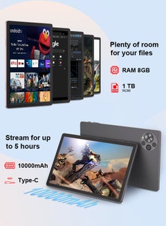 C idea 10.36 Inch Tablet, 5G LTE Android 14 Tablet Pc, 2K Screen Educational Tablet For Students with keyboard and Mouse CM10500 Plus Black  - Image 3