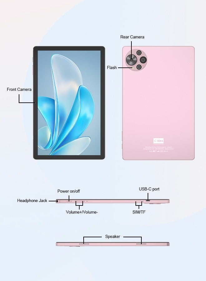 C idea - Tablet Newest 10.36 Inch , Android Tablet Pc with SIM, 2K Screen Educational Tablet with keyboard, Pen and Mouse CM10500 Plus Pink - Image 1