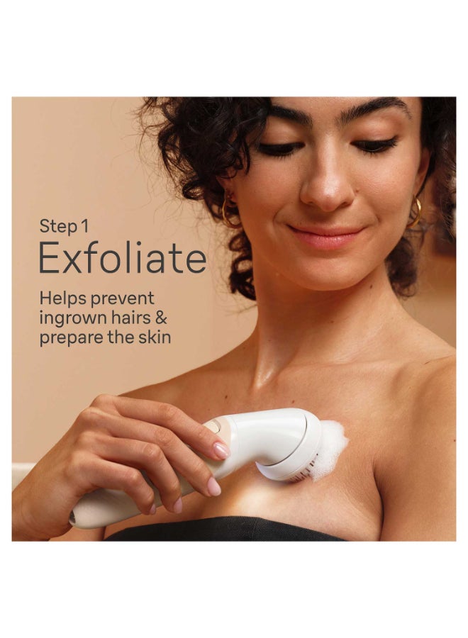 BRAUN Silk-épil 9 Flex SkinSpa 9-681 3D Epilator Wet & Dry includes Shaver Head, FaceSpa epilator(Face) and Mini hair(FS) remover, Pouch. +12 Extra White and Gold - Image 4