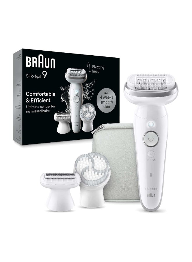 BRAUN Silk-épil 9 SkinSpa 9-061 Epilator Wet & Dry, Deep body exfoliation brush, lasting smooth skin, Pouch. + 5 Ectra White - Image 1