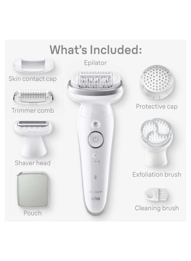 BRAUN Silk-épil 9 SkinSpa 9-061 Epilator Wet & Dry, Deep body exfoliation brush, lasting smooth skin, Pouch. + 5 Ectra White - Image 2