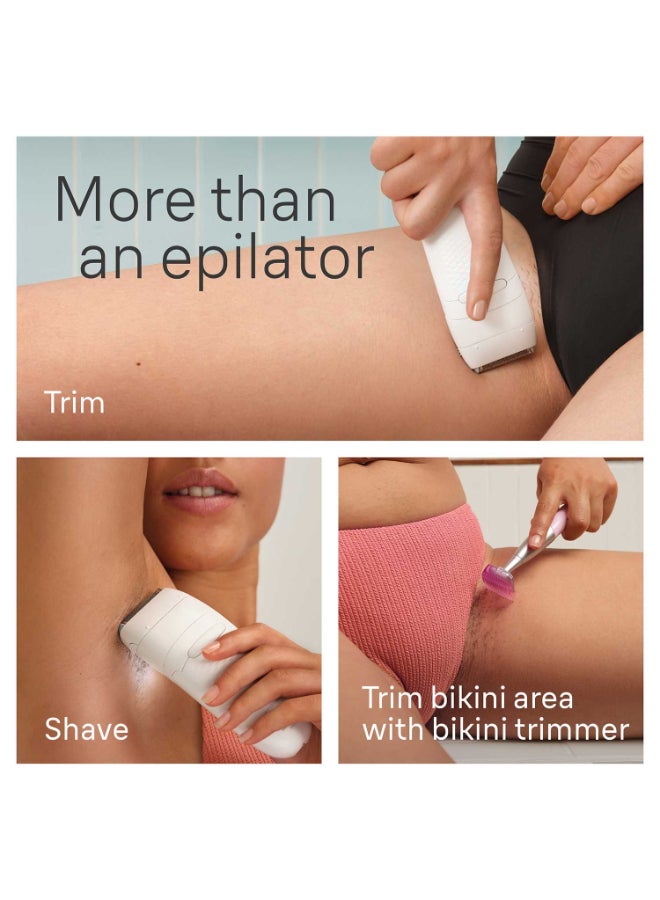 براون سيلك-إيبيل 5 سكين سبا 5-230 جهاز إزالة الشعر الرطب والجاف، رأس حلاقة، مشذب بيكيني، مشط مشذب، ضوء ذكي، فرشاة تنظيف، حقيبة. + 9 إضافية - Image 4