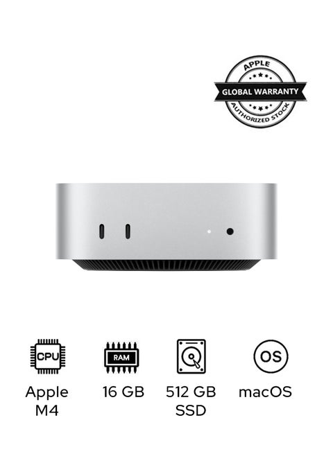 Customize Mac mini Apple M4 chip with 10-core CPU, 10-core GPU/16GB RAM/512GB SSD/macOS Silver