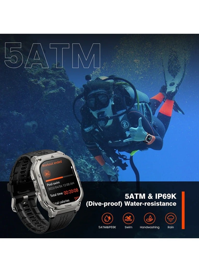 KOSPET Tank M3 Smartwatch, GPS, Bluetooth Calling | Shockproof & 5ATM Waterproof up to 50 meters | 1.85" HD Display | Up to 50 Days Battery Life | Ideal for Sports & Outdoor Adventures Black - Image 3