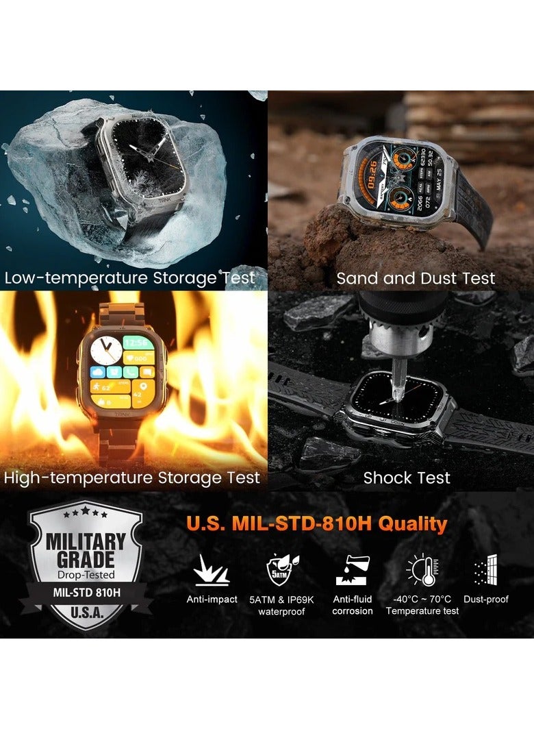 KOSPET Tank M3 Smartwatch, GPS, Bluetooth Calling | Shockproof & 5ATM Waterproof up to 50 meters | 1.85" HD Display | Up to 50 Days Battery Life | Ideal for Sports & Outdoor Adventures Black - Image 2