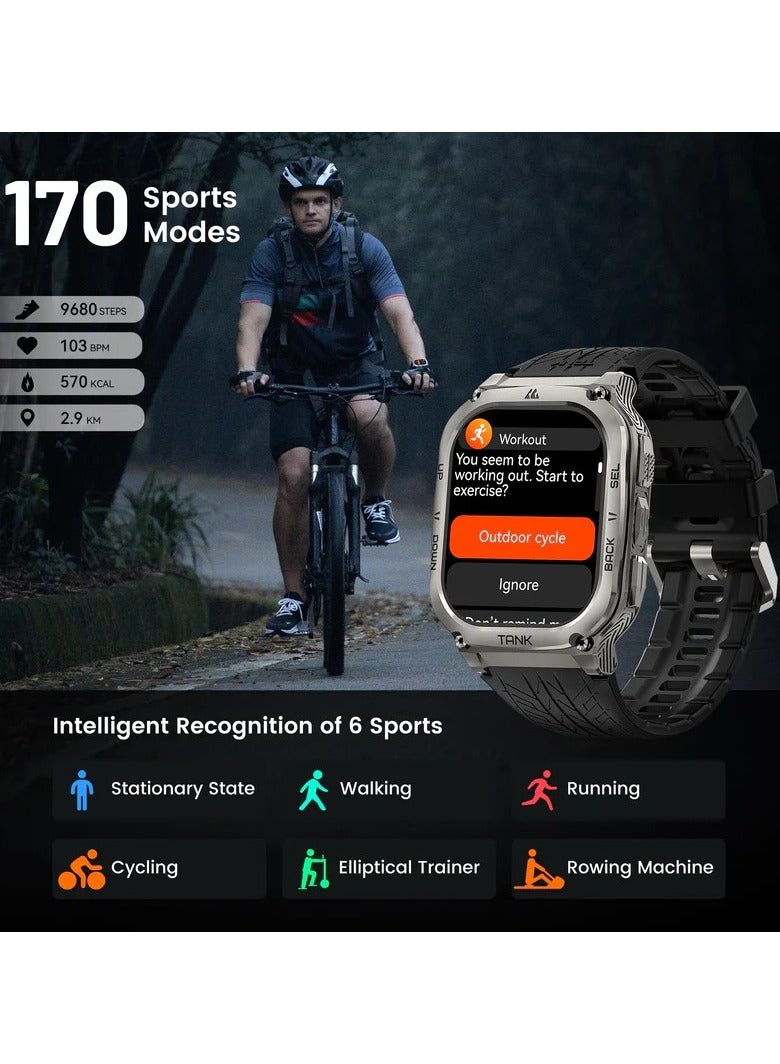 KOSPET Tank M3 Smartwatch, GPS, Bluetooth Calling | Shockproof & 5ATM Waterproof up to 50 meters | 1.85" HD Display | Up to 50 Days Battery Life | Ideal for Sports & Outdoor Adventures Black - Image 5