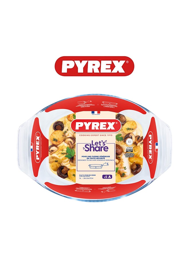 PYREX Pyrex Irresistible Oval Roaster 2.8L - Versatile Borosilicate Glass Kitchen Essential Clear  - Image 1
