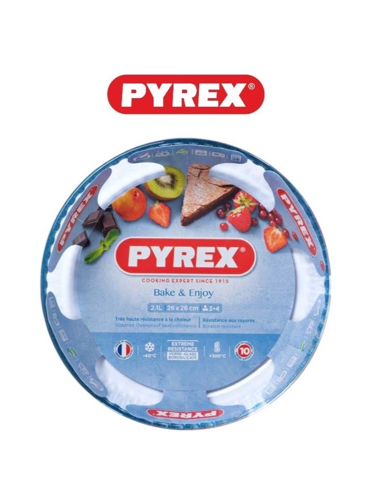بيريكس Pyrex Bake & Enjoy Flan Dish 26cm - Durable Borosilicate Glass for Baking and Serving  - Image 1