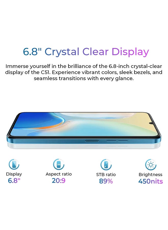 أوكيتل جوال C51 ثنائي الشريحة بذاكرة رام 8+16 جيجابايت وذاكرة داخلية 256 جيجابايت لون بنفسجي يدعم 4G LTE - إصدار الشرق الأوسط - Image 3