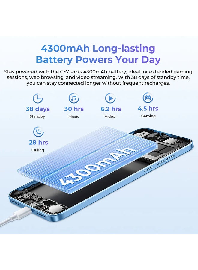 أوكيتل جوال C57 PRO ثنائي الشريحة بذاكرة رام 4+12 جيجابايت وذاكرة داخلية 128 جيجابايت لون اسود يدعم 4G LTE - إصدار الشرق الأوسط - Image 3