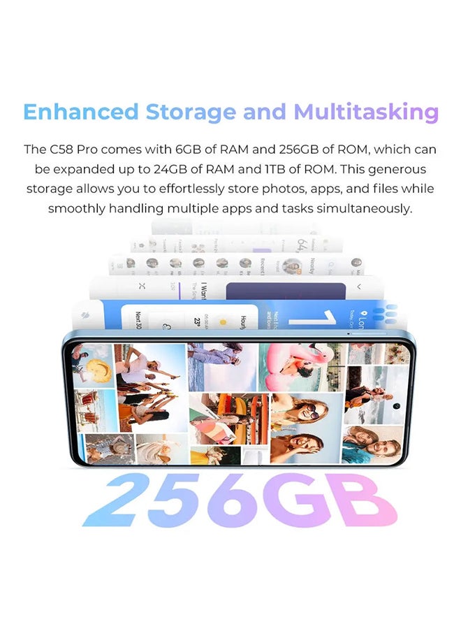 أوكيتل - C58 PRO Dual SIM Blue 6+18GB RAM 256GB 4G  - Middle East Version - Image 1