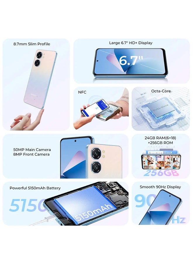أوكيتل - C58 PRO Dual SIM Blue 6+18GB RAM 256GB 4G  - Middle East Version - Image 1