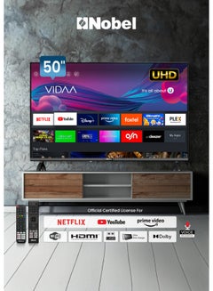 Nobel Nobel 50 Inch UHD VIDAA Smart TV | 4K UHD Resolution | Netflix & YouTube Certified | Voice Control | Bluetooth & Wi-Fi | Multiple HDMI & USB Ports UHD50VID Black  - Image 1