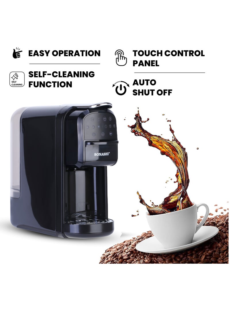 3 in 1 Digital Multi Capsule Coffee Machine - with 700ML Detachable Water Tank | 20 Bar Powerful Pressure with Smart Touch Control Panel and Indicator Light | 3 Optional Adaptors - Nespresso/Dolce Gusto/Coffee Powder and Auto Shut Off Options | Cafe Style Coffee Maker with FREE Handheld Portable Garment Steamer 700 ml 1400 W SCM-4985 Silver - pnsku/N70142188V/45/_/1736570877/c3c068e1-cfdd-4f39-8cc8-7c838b328e3a