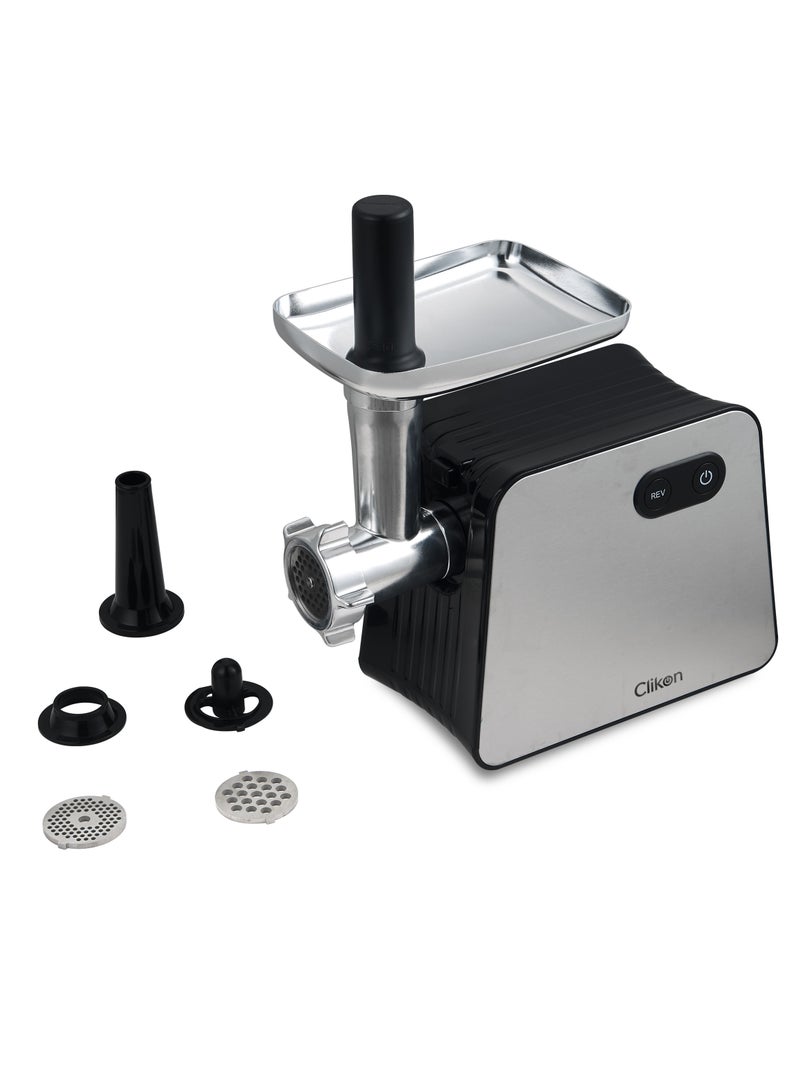 كليكون Meat Grinder 500W Powerful Metal Body Meat Mincer with Feed Tube Pusher, 3 Stainless Steel Screens for Fine, Medium & Coarse Results 500 W CK2693 Black/Silver  - Image 2