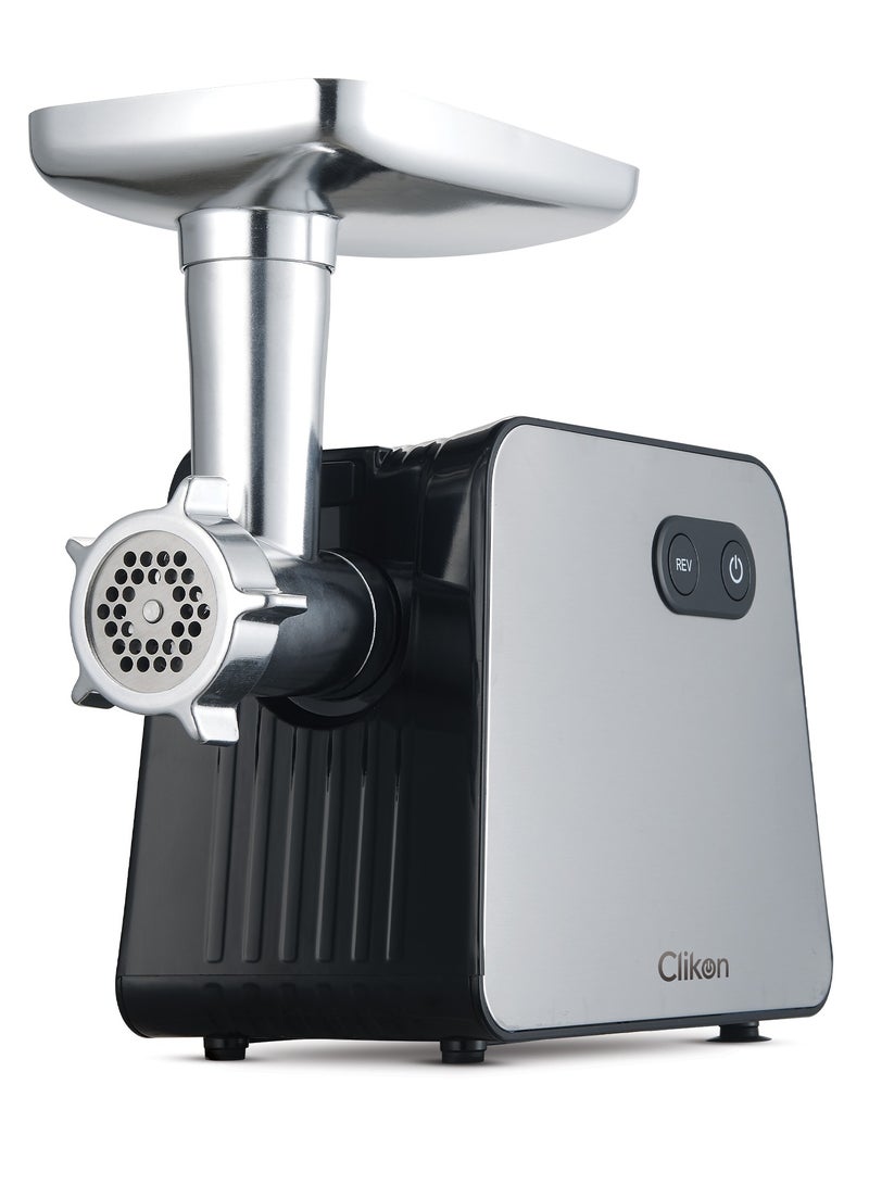 كليكون Meat Grinder 500W Powerful Metal Body Meat Mincer with Feed Tube Pusher, 3 Stainless Steel Screens for Fine, Medium & Coarse Results 500 W CK2693 Black/Silver  - Image 3