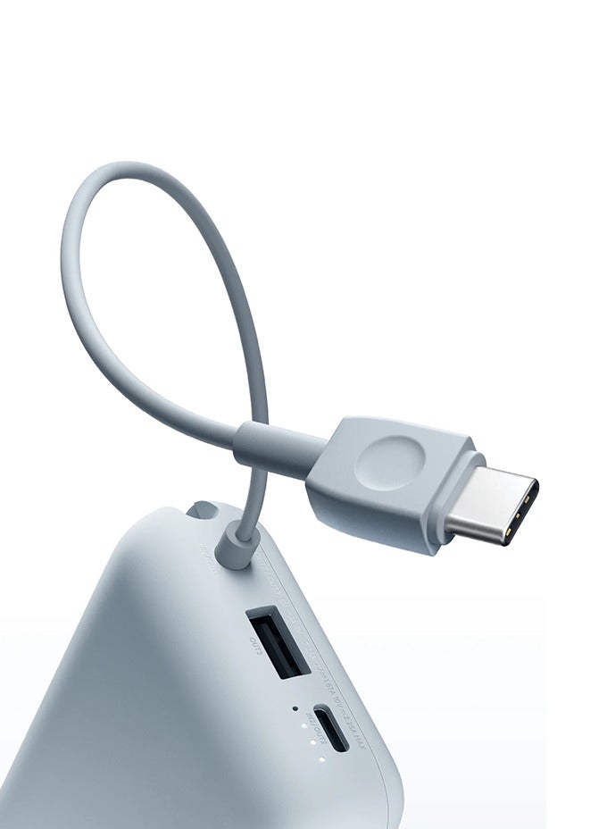 Xiaomi Power Bank 10000mAh Integrated Cable USB and USB-C Port 22.5W Ice Blue - Image 4