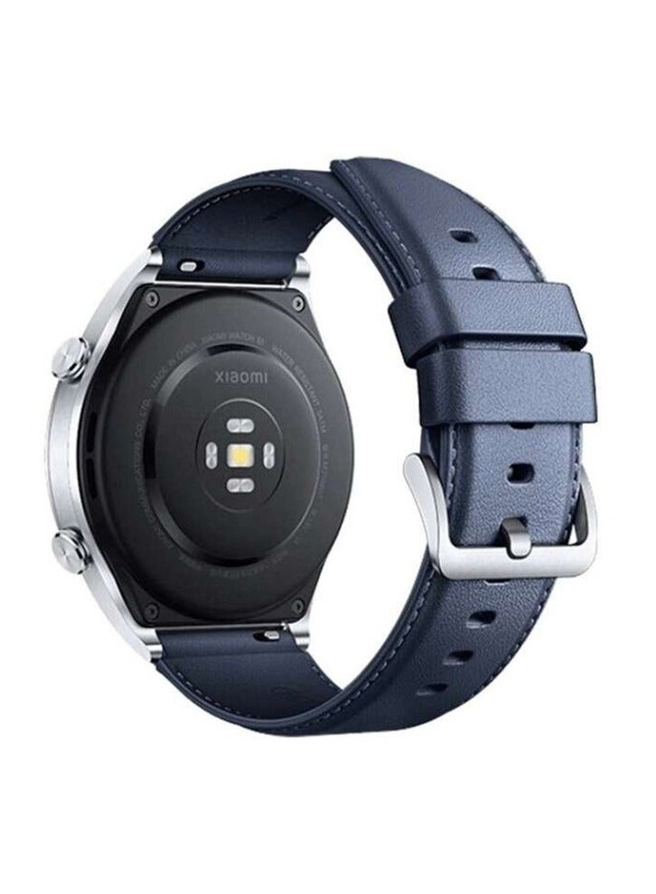 Xiaomi Watch Leather Strap – Premium Blue Leather, Compatible with Watch S1 Blue - Image 1