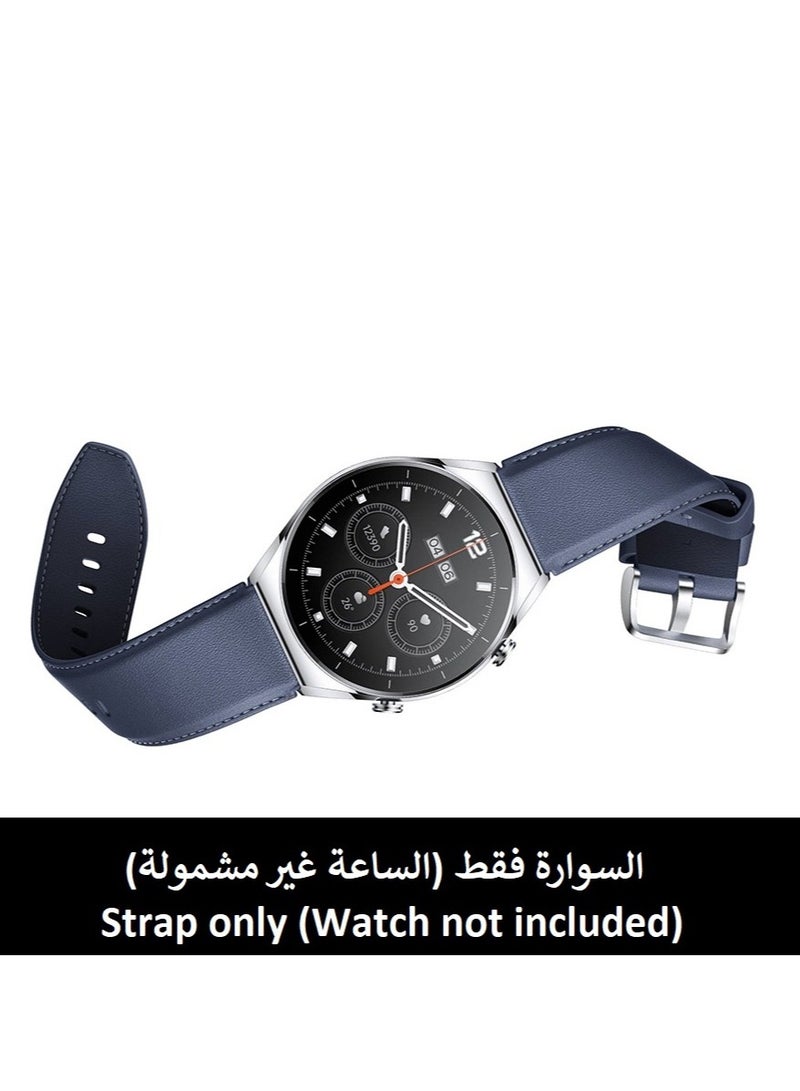 Xiaomi Watch Leather Strap – Premium Blue Leather, Compatible with Watch S1 Blue - Image 4