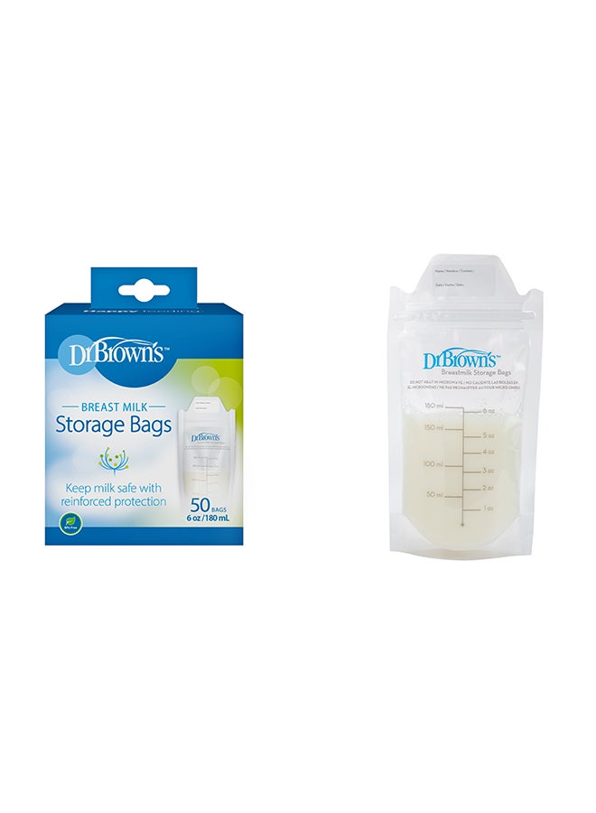 دكتور براونز Pack Of 50 Breastmilk Storage Bags 180 ML  - Image 1
