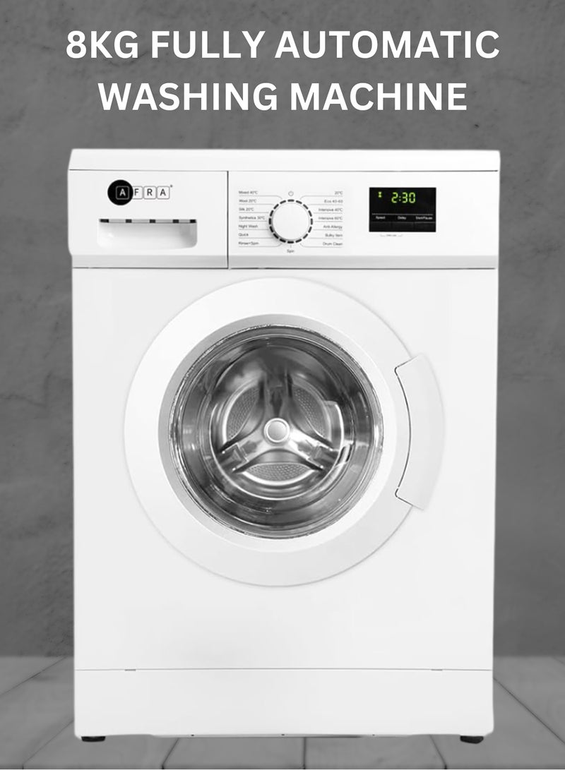 عفرا غسالة ملابس، تحميل أمامي، سعة 8 كجم، 1400 دورة في الدقيقة، 15 برنامج، شاشة LED، معتمدة من G-MARK وESMA وROHS وCB، ضمان لمدة سنتين - Image 1