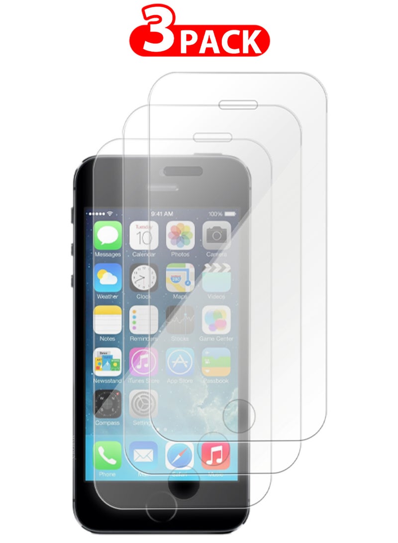 MARGOUN (For Apple iPhone 5s) 3Packs,  Screen Protector Shockproof Anti Bubble Tempered Glass - Clear-3 - Image 1