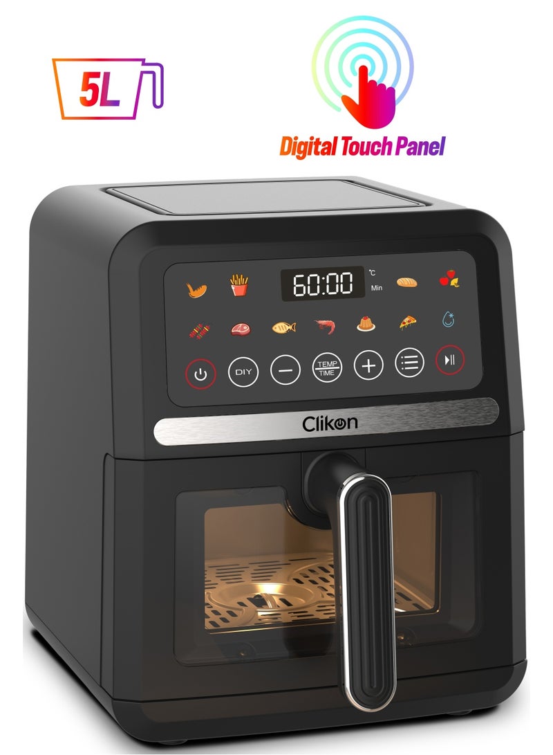 كليكون Digital Air Fryer 5 L Multi-Function for Frying, Baking, Grilling, Roasting, Safety Lock, Cool Touch Handle, 5 L 1500 W CK367 Black - Image 1
