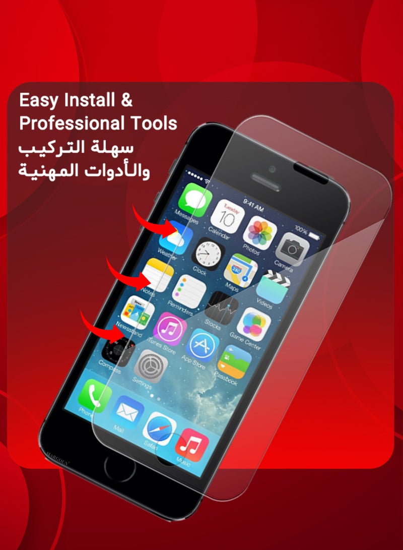مارجون (For Apple iPhone 5s)  Screen Protector Shockproof Anti Bubble Tempered Glass - Clear-1 - Image 4