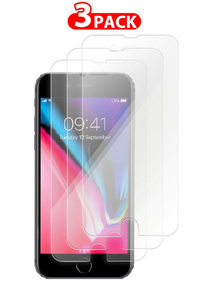 مارجون (For Apple iPhone 8) 3Packs,  Screen Protector Shockproof Anti Bubble Tempered Glass - Clear-3 - Image 1