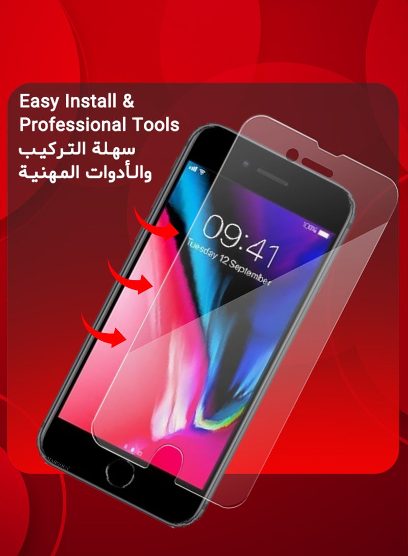 مارجون (For Apple iPhone 8) 3Packs,  Screen Protector Shockproof Anti Bubble Tempered Glass - Clear-3 - Image 4