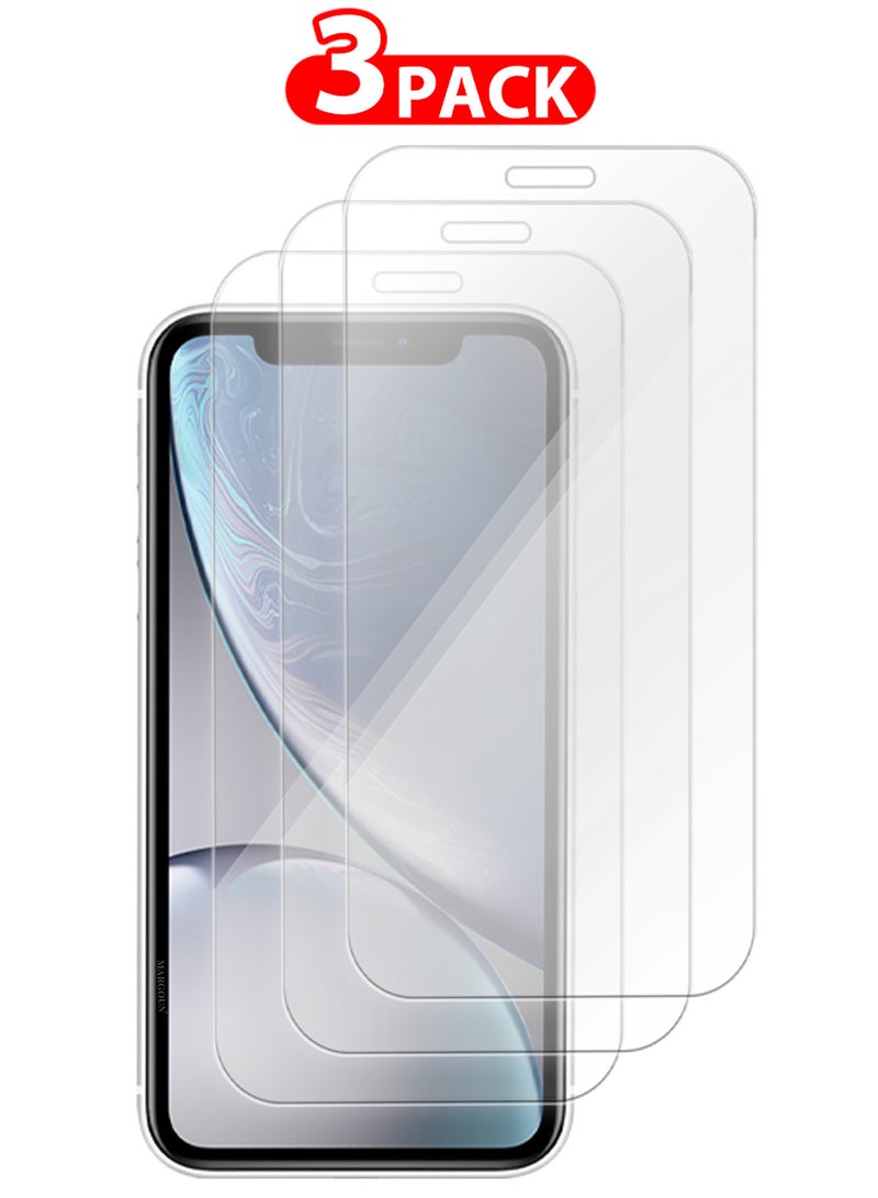 مارجون (For Apple iPhone XR) 3Packs,  Screen Protector Shockproof Anti Bubble Tempered Glass - Clear-3 - Image 1