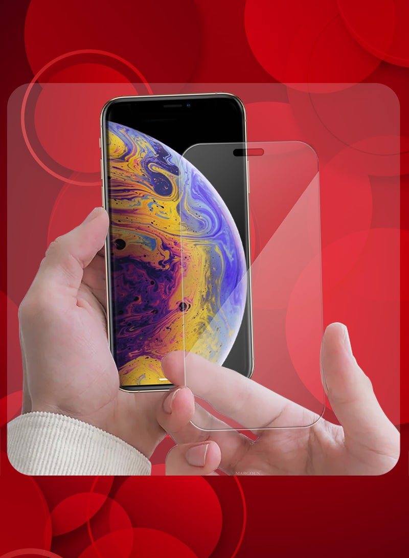 MARGOUN (For Apple iPhone XS Max) 3Packs,  Screen Protector Shockproof Anti Bubble Tempered Glass - Clear-3  - Image 2
