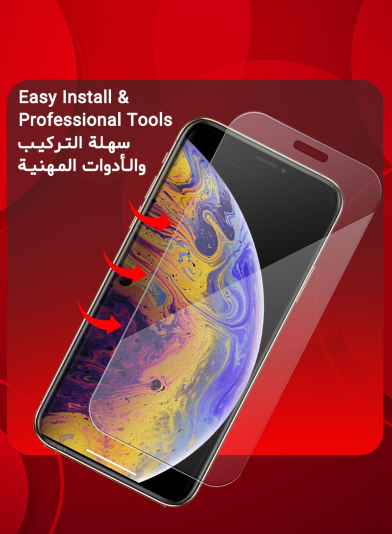 مارجون (For Apple iPhone XS) 3Packs,  Screen Protector Shockproof Anti Bubble Tempered Glass - Clear-3 - Image 4