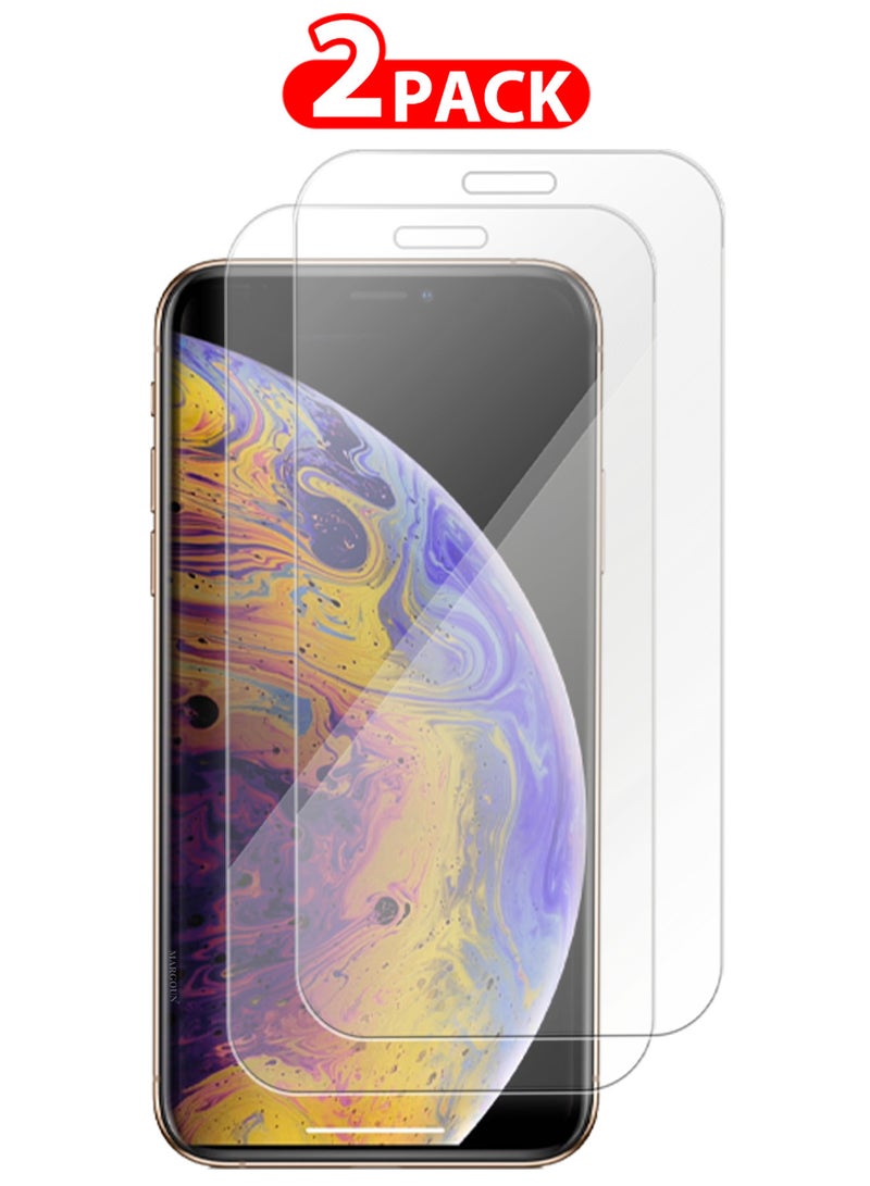 MARGOUN (For Apple iPhone XS) 2Packs,  Screen Protector Shockproof Anti Bubble Tempered Glass - Clear-2 - Image 1