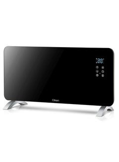 Wall Mountable Glass Convector Heater with Remote Control, LED Display with Touch Display, 2 Heat Settings, Adjustable Temperature & Timer, Tempered Glass – 2000 W CK4226 Black