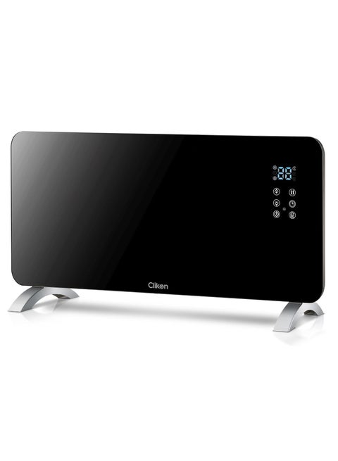 Wall Mountable Glass Convector Heater with Remote Control, LED Display with Touch Display, 2 Heat Settings, Adjustable Temperature & Timer, Tempered Glass – 2000 W CK4226 Black